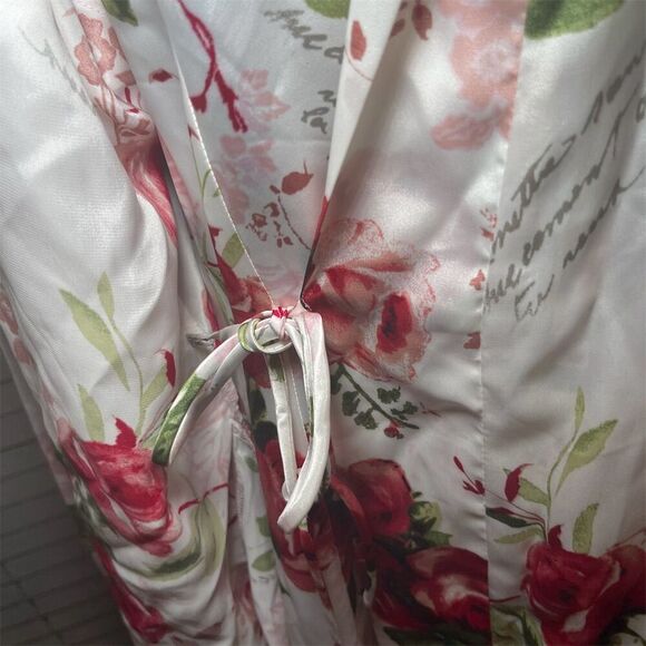 Delicates Women's M Vintage Floral Satin Robe & Dress Set Multicolor - Picture 13 of 16